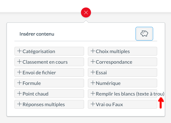 New question dialog in French